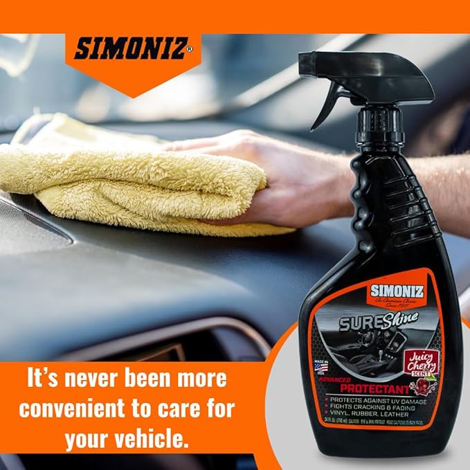 Simoniz Sure Shine Auto Detailer – 24 oz Bottle Professional Mist and Wipe Vehicle Protectant – Instantly Provides a Wet Gloss Look & Feel - for Cars, Trucks, SUVs, Boats & Bikes (Juicy Cherry)