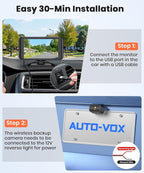 AUTO-VOX W5 Wireless Backup Camera: 4.5" 1080P Dual-Channel Monitor, Easy Installation, Stable Wireless Signal, IP69K Waterproof Color Night Vision Back Up Camera for Truck, Car, SUV, Van and Trailer