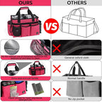 Large Cleaning Caddy Bag Built-in Sturdy Support Board, Cleaning Organizer with Detachable Divider, Cleaning Supply Tote with Adjustable Shoulder Strap&Waist Belt for Cleaners & Housekeeper