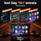2026 LBW 7" Wireless GPS Motorcycle CarPlay(Includes 128G SD) with Android Auto Navigation, Dual 2K Dash Cam, HD Waterproof Screen, TPMS, Remote Control, BT, Quick Release Anti-Theft Design Mount