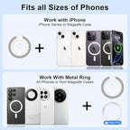 Magnetic Phone Grip Stand for iPhone 17/16e/16/15/14/13/12 Pro Max, Double Adjustable Gym Finger Ring Grip MagSafe Ring Holder with Kickstand for Samsung Galaxy S26 Ultra/S26/S25 Ultra/S25 Plus/S25 FE
