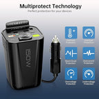 150W Power Inverter 6 in 1 DC 12V to 110V AC Inverter with 60W Dual USB-C and 18W USB-Fast Charger & 2 AC Outlets, Car Pluɡ Adapter Outlet for Laptop/Phone/GPS | Cup Holder Design for Travel