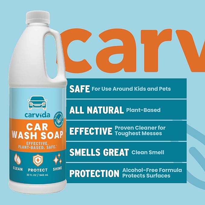 Carvida Car Wash Soap, Moderate-Foam Concentrated Professional Automotive Cleaning Soap, Plant-based, 32oz