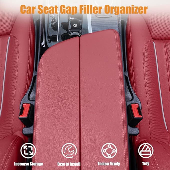 Car Seat Gap Organizer,Seat Gap Filler with Seat Belt Holes,Universal Fit for SUV/Truck/Pickup(Black,2Pack)