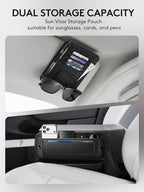 2 Pack Car Seat Gap Filler, Leather Seat Gap Organizer with Sun Visor Organizer, Front Seat Storage for Phone, Sunglasses, Cards and Keys, Fits Most Cars SUVs and Trucks