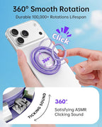 SYNCWIRE Magnetic Phone Ring Holder for MagSafe - Phone Grip Stand with 360° Rotation Finger Ring Kickstand Compatible with iPhone 17 16 15 14 13 12 Pro Max MagSafe Accessories,Blueberry Purple