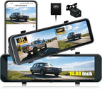 4K Mirror Dash Cam 10.88 Inch Rear View Mirror Front and Rear View Dual Cameras,GPS Tracking,Loop Recording,G-Sensor,Parking Assistance,APP Control,Parking Monitor,Waterproof Backup Camera