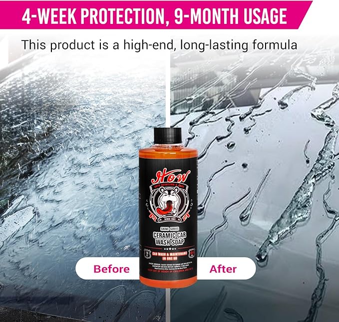 H.O.W AUTO DETAILING & CARE H.O.W 16 oz PH Neutral Ceramic Car Shampoo，Ceramic Car Wash Soap for Pressure Washer
