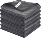 SINLAND Microfiber Car Drying Towels Ultra Absorbent,No Streaks,Scratches, or Water Spots,Wash Cleaning Auto Detailing Towels 400gsm 16inch x 24inch 6Pack Grey