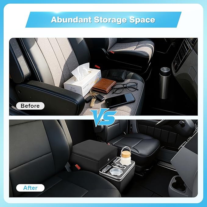 Center Console, Universal Front Bench Seat Consoles, Truck Seat Organizer and Storage, Center Console for Truck & Minivan & Car& SUV Cab Front Seat Bench Seat Storage Box (Locking)