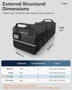 HOTOR Tactical Car Trunk Organizer - Foldable Trunk Organizer for SUV with Front MOLLE Pocket & Reflective Strips, Essential Car Accessories for Tools & Outdoor Storage, 11.6" x 31.9" x 11.0", Black