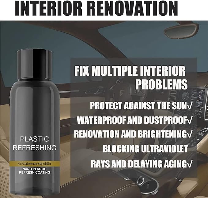 Plastic Cleaner & Restorer,Nano Plastic Refreshing Coating,Car Plastic Parts Retreading Agent,Car Plastic Restorer Prevents Drying Aging,Plastic Care for Cars,Truck,Motorcycle (50ml-2pcs)