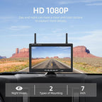 eRapta Wireless Backup Camera with 7” DVR Monitor for Trucks, 2 Channels, HD1080P Front/Rear View Camera with Night Vision, IP69K Waterproof, DIY Reserving Lines for Pickup, Car, Van, Trailer (AWTL7)