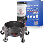 Grit Guard Bucket Dolly with Wheels - Rolling Detailing Wash Bucket with 5 Wheels and 2 Locking Casters Compatible with 2.5, 4, 5 and 6 Gallon Buckets (Silver, 3" Grey Casters)