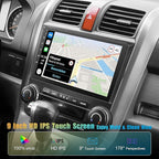 Car Radio Stereo for 2007-2011 Honda CRV | 9" QLED Touchscreen with Wireless CarPlay & Android Auto | 4G+64GB Fast Android 13 System | Built-in GPS, Bluetooth, Backup Camera & Steering Wheel Control
