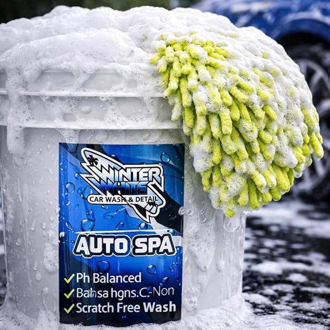 Winter White Auto Spa Premium pH Balanced Car Wash Shampoo – High Foam Auto Detailing Soap for Foam Cannon or Hand Wash – Safe for Wax, Sealants & Ceramic Coatings