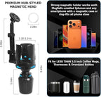 Frani Car Cup Holder Expander with Magnetic Phone Mount - Adjustable Insert Fits 2.68-4.33" Holders, 360° Adjustable Neck & Strong N52 Magnets for iPhone Samsung