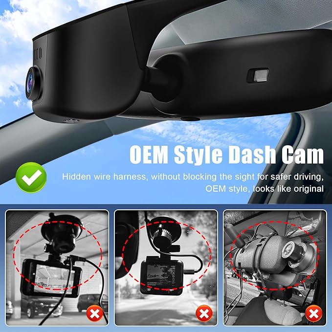 4K Dash Cam fit for Audi 2019 2020 2021 2022 2023 2024 A4 A6 Allroad A3 A5 Q5 S4 S6 Q7 A8 S8 TT A7 S5 Q3 S3 S7 RS3 RS5 RS6 e-tron (Model A), OEM Look, UHD 2160P Video, WiFi & APP, 128GB Card