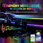 Interior Car Ambient Lighting Kit, 43.3 Inches RGB USB LED Ultrathin Acrylic Strip Lights Neon Accessories for Cars Truck SUV Center Console Dashboard with APP&Remote Control