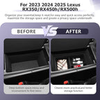 LUWU 2025 2026 Lexus RX350 Center Console Organizer for 2023 2024 2025 2026 Lexus RX350/RX450/RX500 Accessories Armrest Console Storage Box Glove Organizer Tray Silicone Material 2-Pack (Black)