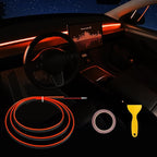Acrylic Interior Car LED Strip Light with 6mm Sewing Edge - 43.3 inches Ambient Lighting Kits, Neon LED Strip Light(110CM/43.3IN, Amber)