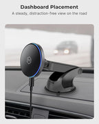 Mag Switch Qi2 Mag Safe Wireless Telescopic Suction Cup Mount, 15W Fast Charger with a Built in on/Off Switch for Smarter Charging, Strong N52 Magnets, Compatible with iPhone 12-17