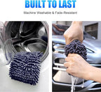 Premium Car Wash Drying Mitt, Car Wash Mitt Scratch Free, Car Sponge Wrapped in Soft, Machine Washable (2Pack) (Grey)