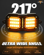 Auxbeam 2-Pod Dynamic Color Changing RGB LED Rock Lights for Trucks UTV ATV Boat Waterproof, Bluetooth&Remote Control Wheel Well Lights w/Brake Mode, 1 Year Warranty, (No Controller)