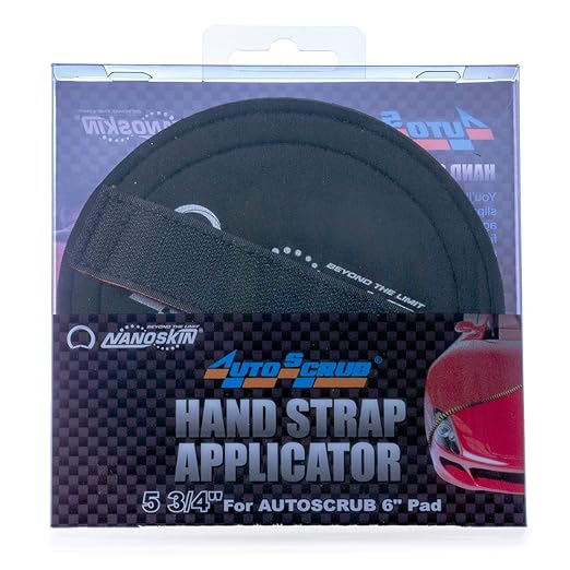 Nanoskin AUTOSCRUB 5 3/4" Hand Strap Applicator – Clay Bar Alternative for Removing Contaminants from Paint, Glass, Plastic, and Metal | Compatible with 6" Pads | Easy Pre-Wax & Coating Prep