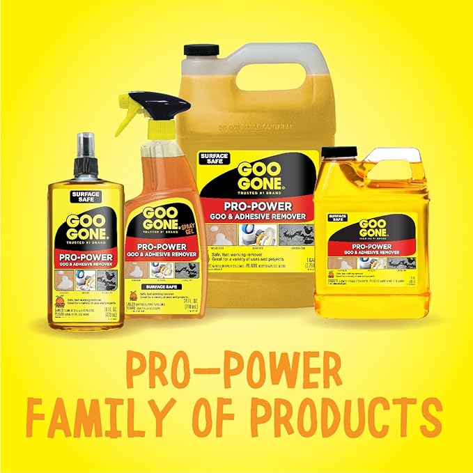 Goo Gone Pro Power Adhesive Remover - 8 Ounce - Use on Silicone, Caulk, Contractor's Adhesive, Tar, Adhesive, Grease, Gum, Decals