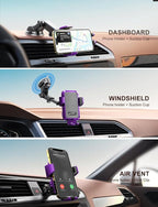 JOYMASS Wireless Car Charger, Phone Holders for Your Car, 15W Auto Clamping Phone Mount Car Accessories for iPhone 16 15 14 13 12 Mini Pro Max, Samsung Galaxy S24 Ultra S23 S22+ Note 20, etc - Purple