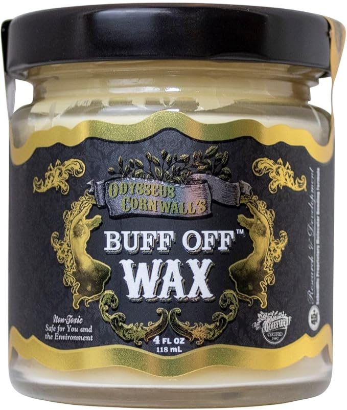 Odysseus Cornwall's BUFF OFF Ultra-Premium Concours Hard Wax – Hydrophobic Water Beading, High-Gloss Shine & Long-Lasting Paint Protection – Ceramic Coating Alternative – 4 oz Covers 20+ Cars