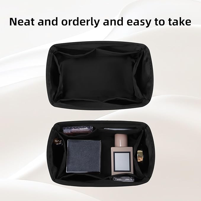 DGAZ Silk Purse Organizer Insert Fits LV Speedy 16/20/25/30/35/45 bags，Silky Smooth Bag Organizer，Luxury Handbag & Tote Shaper（Black，SP35）