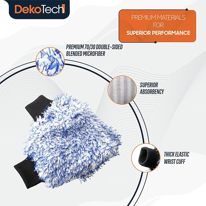 Premium Microfiber Car Wash Mitts – Ultra-Soft, Lint-Free & Scratch-Free Chenille Gloves for Maximum Suds, Streak-Free Shine & Effective Hand Washing (2 Pack)