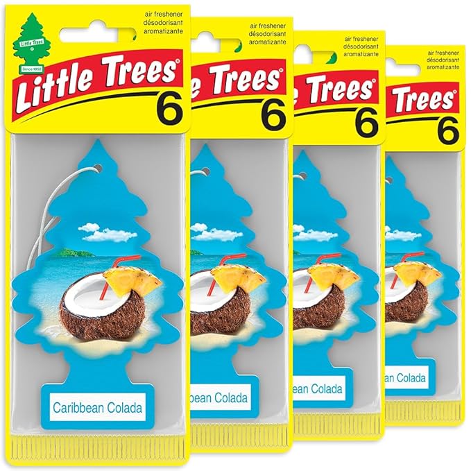 LITTLE TREES Car Air Freshener | Hanging Tree Provides Long Lasting Scent for Auto and Home | 24 Air Fresheners |Caribbean Colada