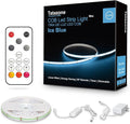 Tatazone 32.8ft Ice Blue COB Led Strip Lights with RF Remote, Dimmable Bright Adhesive Indoor Led COB Light Strip for Cabinet, Painting, Room, Bed