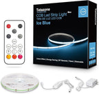 Tatazone 32.8ft Ice Blue COB Led Strip Lights with RF Remote, Dimmable Bright Adhesive Indoor Led COB Light Strip for Cabinet, Painting, Room, Bed