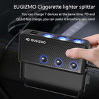 EUGIZMO Cigarette Lighter Plug Splitter, 3 Socket 200W Car Cigarette Lighter Adapter USB Charger Extension Cord Multi Port Power Plug 12V/24V Splitter with LED Voltage Display Independent Switches