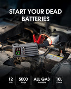 Solar Jump Starter 44400 mWH, 45W Fast Charging with 4 Built-in Cables & Car Battery Jumper Starter Portable, 12V Battery Booster Pack with Smart Display,Gift for Men, Gray