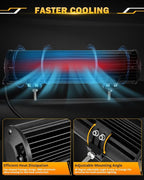 Auxbeam 12 Inch LED Light Bar, 6 Modes Strobe Amber Pod Lights Yellow Fog Light Dual Color Spot Flood Offroad Driving Lights, Memory Function LED Work Lights for Truck Car ATV