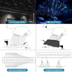AKEPO Mini Size 6W RGBW Twinkle+White Meteor+Music Sync Fiber Optic Lights, 550pcs 0.03in 13.1ft/4m+Shooting Star Fiber Strands APP Star Ceiling Light Kit for Home and Car Headliner Starlight