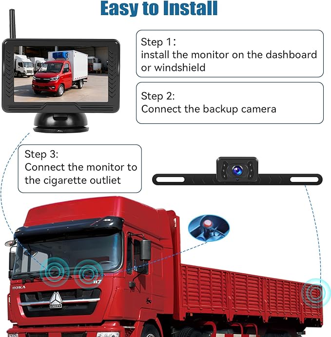 Wireless Backup Camera for Cars with 5 Inch Monitor Digital Signal Stable Reverse Camera Night Vision for Truck/Car/Pickup/SUV/ IP69 Waterproof