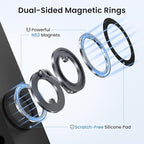 Itramax Magnetic Phone Holder for Gym,Double Ring Magnetic Gym Phone Stand,360° Adjustable Cell-Phone Mount for iPhone 17 Air 16 15 14 13 12 Pro Max,Mag/Safe Case,Metal Surfaces,Alloy Base,Golf Cart