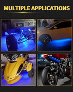 YM E-Bright Blue Led Strip Lights for Cars, 30CM Waterproof Car Underglow Lights Motorcycles Golf Cart Boat Decoration Led Interior Exterior Lights Strip,DC-12V,Pack of 4