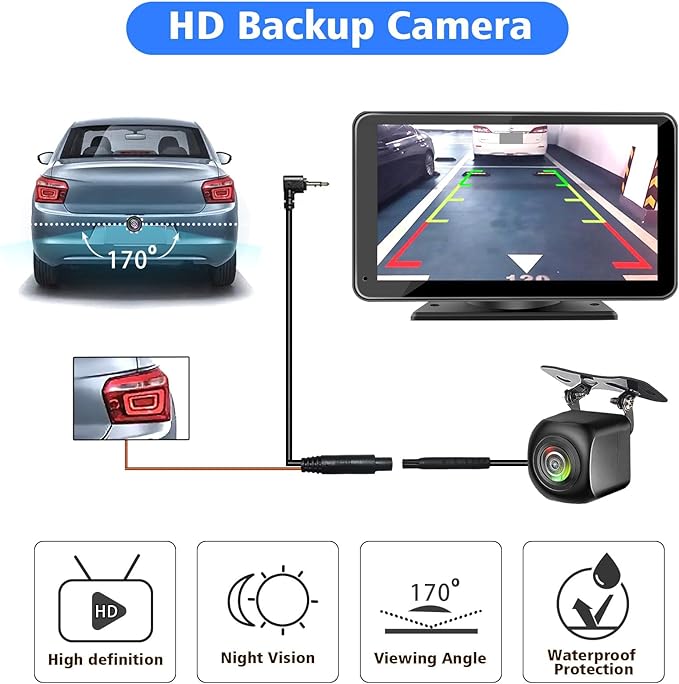 Portable Wireless with Apple CarPlay and Android Auto Screen for Car, 7" HD Touch Screen Car Stereo with Mirror Link, Bluetooth 5.2, Backup Camera, AUX,FM Transmitter for All Vehicle