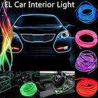 Riloer El Wire Lights for Car, Interior Neon Lights Strip Car LED Strip Light Interior for Car Garden Party Decoration, Car Ambient Lighting Kits, 2m/6.5ft Blue LED
