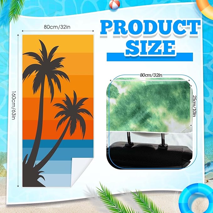 Hahafelt 1 Pack Car Seat Towel Covers with Storage Bag, 63 x 32 Inch Universal Non Slip Waterproof Sweat Protector for Car Truck, Gym Swimming Running, Machine Washable (Beach Palm Trees)