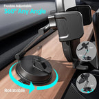 Universal Vacuum Phone Holders for Your Car [360° Rotation Metal Holder] Upgraded Suction Cup Phone Mount for Car/Tesla/Mirror/Wall, Foldable Tesla Phone Mount for All Phones and Thick Cases