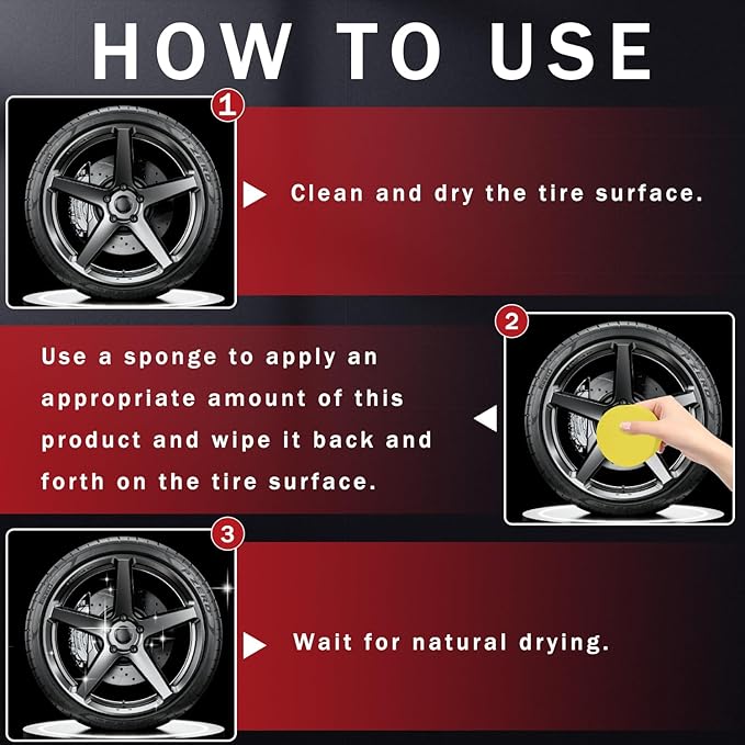2Pcs Tire Coating Paste,Tire Polishing Paste,Car Tire Shine with Sponge,Long-Lasting Tire Dressing,Ceramic Tire Coating,Bring Back the Original Deep Black Shine to Rubber and Plastic