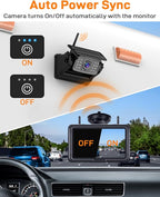 Wireless Solar Backup Camera for Trailer: Long-Range Signal Magnetic Backup Camera for Travel Trailer 7-Inch DVR Monitor 1080P HD Night Vision by Rohent - A70